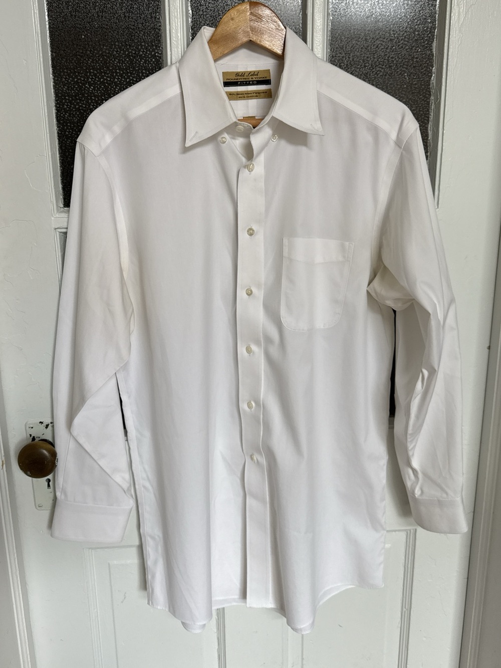 Gold Label Roundtree & Yorke Men’s 15.5 32 White Non-Iron Fitted Dress Shirt